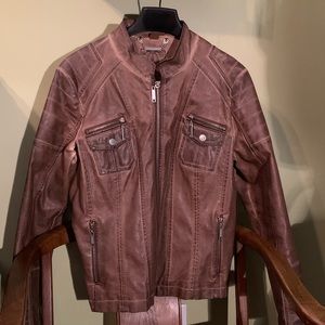 Vegan leather bomber jacket